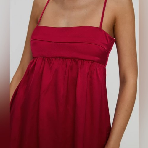 Princess Polly Ortega Mini Dress Sleeveless Red Satin A-Line Sz 6 Party Y2K NWT - Picture 3 of 15