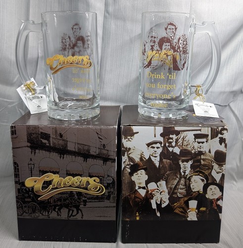 Cheers Mug Television City Boston Bierkrug Stein 6" Gold Schriftzug Menge 2  - Bild 2 von 4