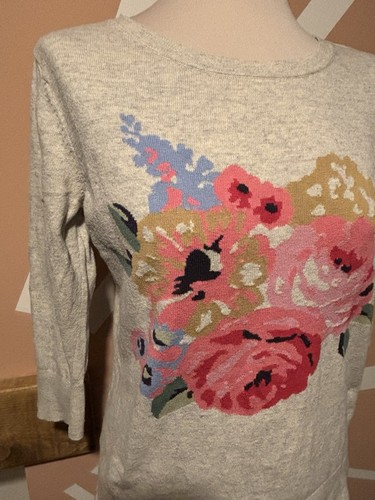 Jersey Cath Kidston gris claro/beige estampado floral tejido ligero para mujer pequeño - Imagen 3 de 9