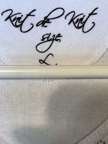 Camiseta sin mangas tejida blanca adornada para mujer talla L de colección Y2K años 90’s Bling - Imagen 2 de 5