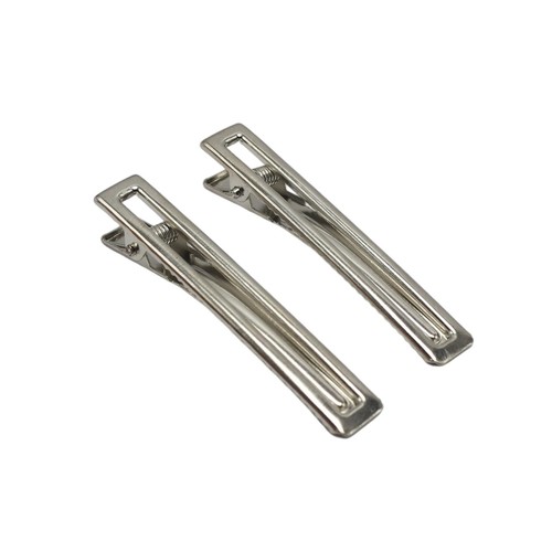 10 Silver Tone Heavy Pinch Cutout Alligator Hair Clips 60mm with Teeth Bows - Picture 6 of 9