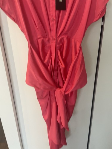 DoBe langes rosa kurzärmliges Kleid Größe Small, Knopfleiste an Taillenband neu mit Etikett - Bild 9 von 22