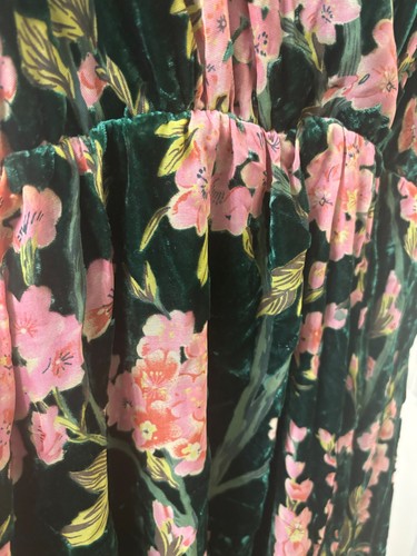 Baltic Born Size S Green Floral Velvet V Neck Short Sleeve Uma Maxi Dress - Picture 6 of 15