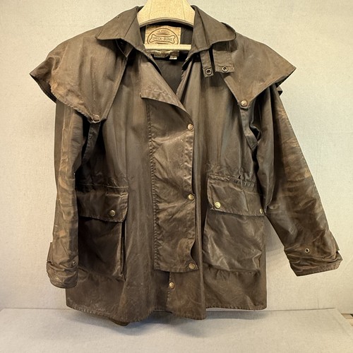 Vintage Driza-Bone Australian Oilskin Waxed Short Coat Duster w/ Cape Mens S 4 - Picture 1 of 23