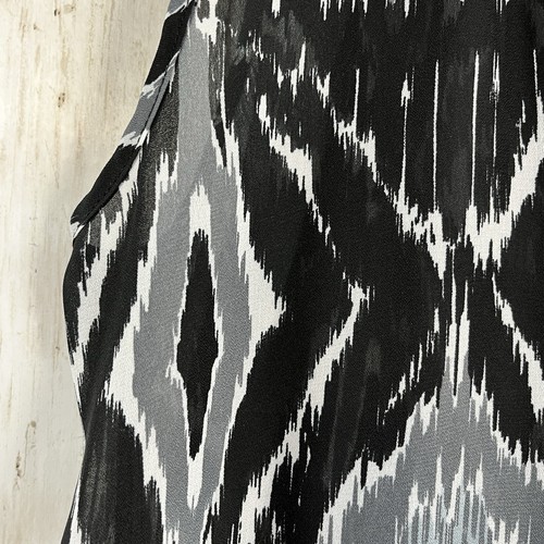 Sere Nade Women Medium Sleeveless Tank Top Black High Ruffle Neck Sheer Ikat - Picture 9 of 12