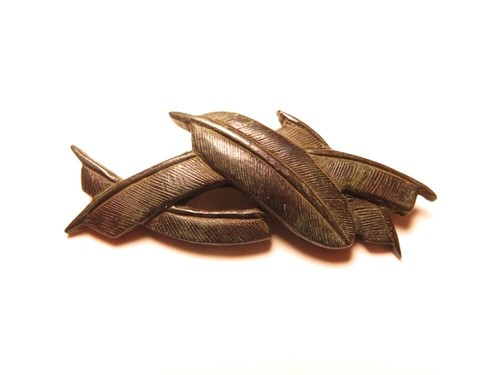 Edo Meiji period Japan antique shakudo Wing feather Menuki no box sword - Picture 5 of 8