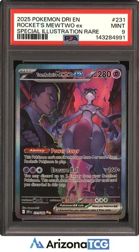 Pokemon 2025 Team Rocket's Mewtwo ex 231/182 SIR Destined Rivals PSA 9
