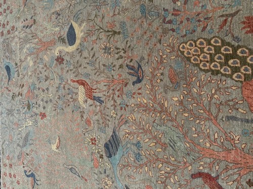Rug. Bird Of Paradise Pictorial Fine Handmade Oriental Wool Area Rug 8 x 10’4 - Picture 15 of 19
