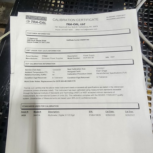 Sorensen DCR 600-3B 1800W 0-600V 0-3A Regulated DC Power Supply [] - Picture 20 of 22