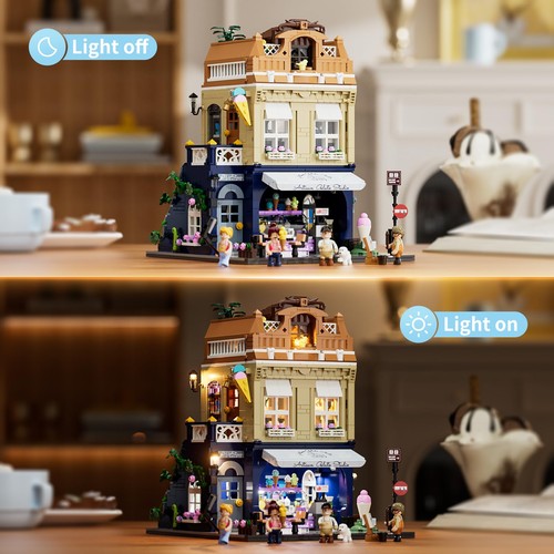 Gelato-Store Lighting Building-Bricks Set - City Town Ice Cream Shop LED Ligh... - Picture 4 of 8