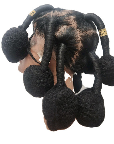 Synthetic Bantu Full Lace Braided Bun Wig African Braid Hair - Picture 3 of 7