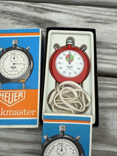 New Vintage HEUER Stopwatch High Beat trackmaster Manual Red Rare Nos - Picture 7 of 7