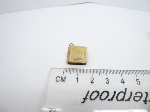 9ct Gold Charm Holy Bible Vintage Dangle Hallmarked Traditional Gift Box. - Picture 3 of 6