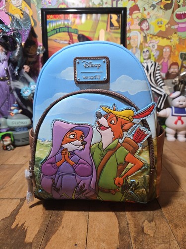 Neu mit Etikett Loungefly Disney Robin Hood & Maid Marian Sky Mini Rucksack! - Bild 1 von 4