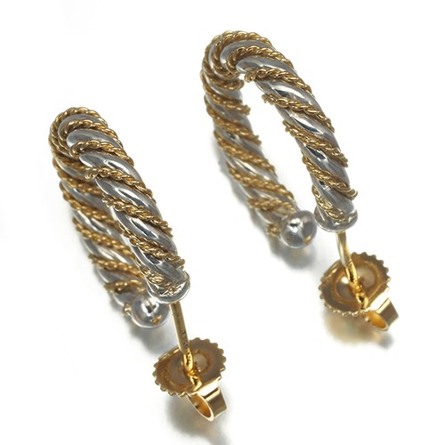 Auth Tiffany&Co. Earrings-Hoop 925 Sterling Silver/18K 750 Yellow Gold - Picture 2 of 6