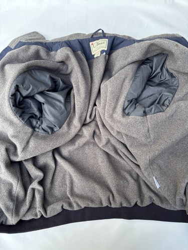 LLBean Fleece gefütterte Bomberjacke Herren XXL Outdoor Full Zip Taschen Nylon blau - Bild 13 von 16