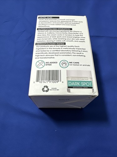 Advanced Clinicals - DARK SPOT Brightening Face Cream - 2 oz - New In Box - Picture 2 of 3