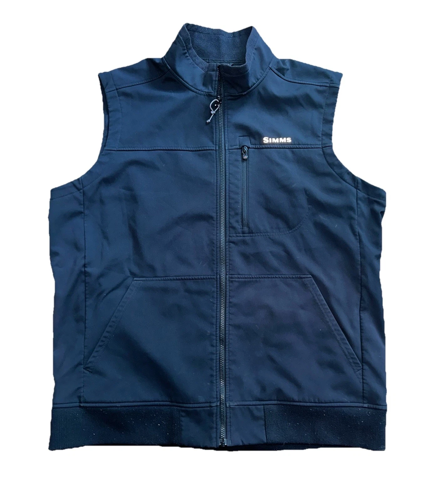Simms Vest Mens 2XL Black Softshell Fleece Lined Full Zip Outdoor Fishing Gear