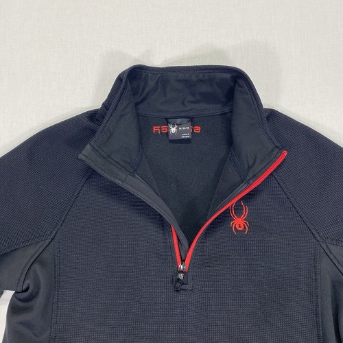 Spyder Sweater Mens Medium 1/4 Zip Long Sleeve Outdoor Lightweight Black Pockets - Picture 4 of 8
