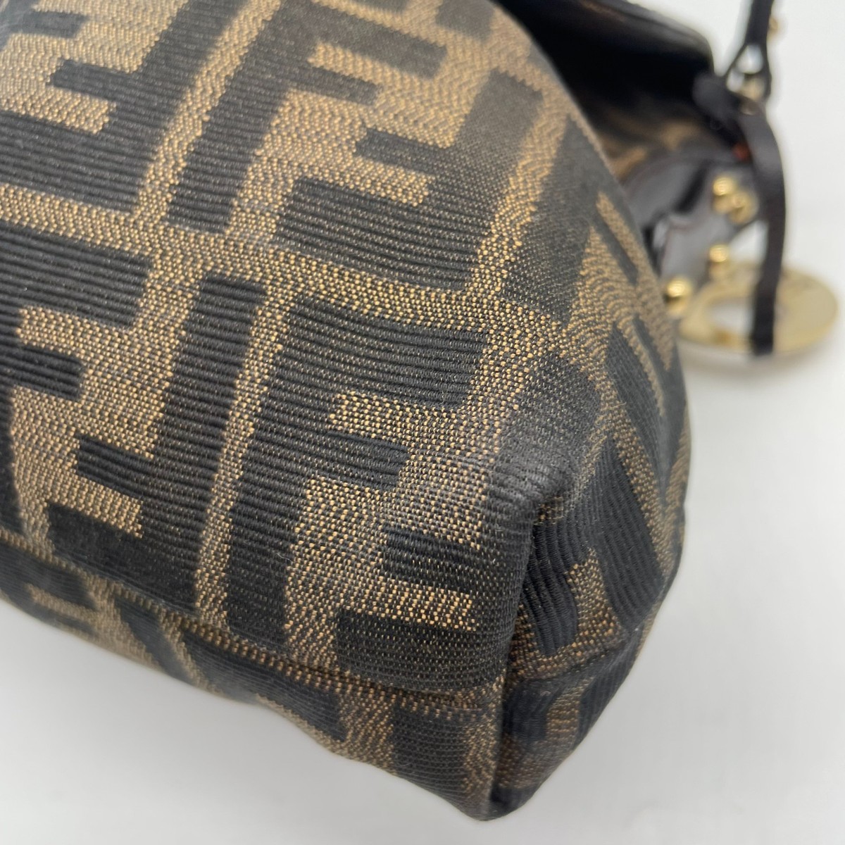 FENDI Chef bag Zucca Hobo Shoulder bag FF logo Handbag Leather 