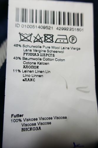 Chaqueta Benvenuto talla 28 lana virgen algodón lino azul gris perfecto estado - Imagen 9 de 10