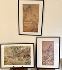 Set 3 Framed Asian Art Prints Zhou Chen Style Landscape Wall Decor 16x21