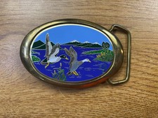 Ducks Landing in Water Belt Buckle 1987 