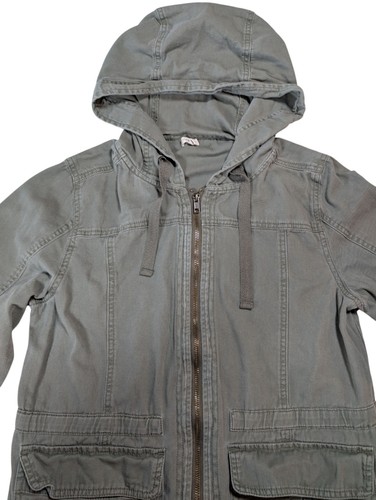 Maurices Womens M Utility Jacket Green Hooded Full Zip Drawstring Waist Pockets - Picture 2 of 4