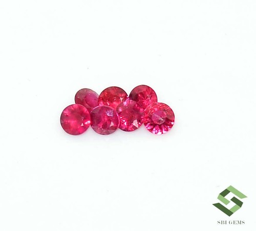 Lotto 07 pezzi pietre preziose sfuse taglio diamante tondo rubino naturale 3,75 mm 1,60 CTS - Foto 5 di 7