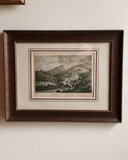 Antique Original Hand Colored Engraving Keelder Castle Northcumberland England