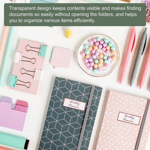 12 Pack File Folders Clear A4 Files Envelope Plastic Document Pockets Clear - Picture 3 of 5