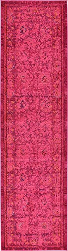 Fleur Collection Rug – 10 Ft Runner Red Medium-Pile Rug Perfect for Hallways,... - Bild 3 von 10