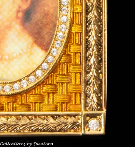 Miniatur-Bilderrahmen Fabergé gelb guillochiert Katharinenpalast signiert - Bild 2 von 9