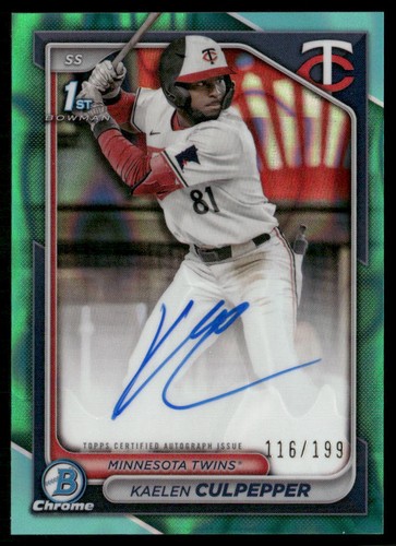 Kaelen Culpepper 2024 Topps Bowman Chrome 1st Green Raywave Auto /199 #CPA-KC