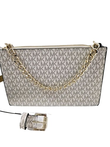 Michael Kors Signature Belt Bag Chain Strap Convertible Vanilla Medium Size NWT - Picture 4 of 14