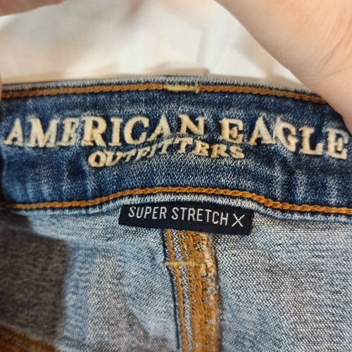 American Eagle Outfitters roher Saum abgenutzt Denim Jeans Minirock Größe 8 Y2K - Bild 2 von 7