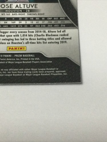 JOSE ALTUVE 2019 Panini Prizm #40 Houston Astros Baseball Card - Picture 10 of 12