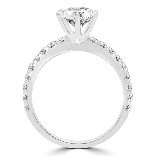 Anello di fidanzamento pavimentazione diamantata 0,91 CT VS1 H rotondo VS1 H oro bianco 14K - Foto 3 di 7