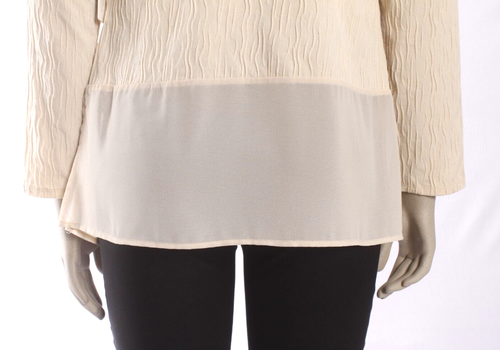 NEU Andrea Jovine Gr. L beige strukturierte Wasserfall Strickjacke, Chiffonsaum - Bild 6 von 12