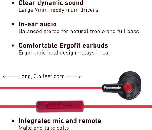 Panasonic Ergo-Fit In-Ear Earbud Style Headphones Earphones With & Without MIC - Picture 17 of 17