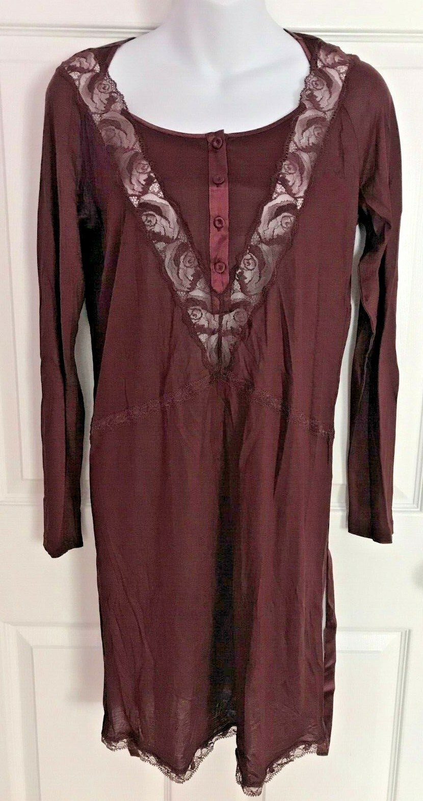 Nuevo con etiquetas LA PERLA recorte de Satén Manga Larga Ropa De Dormir Camisón Xs, S Borgoña Marrón Nuevo con etiquetas LA LA LA PERLA recorte de Satén Manga Larga Ropa De Dormir Camisón Xs, S Borgoña Marrón d78990