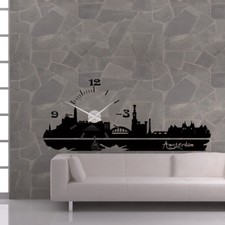 Wandtattoo Uhr KARLSSON Wanduhr Skyline Amsterdam +398+