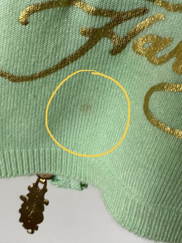 Ed Hardy Mermaid Print Knit Top Lime Green V neck sz M - Picture 5 of 5