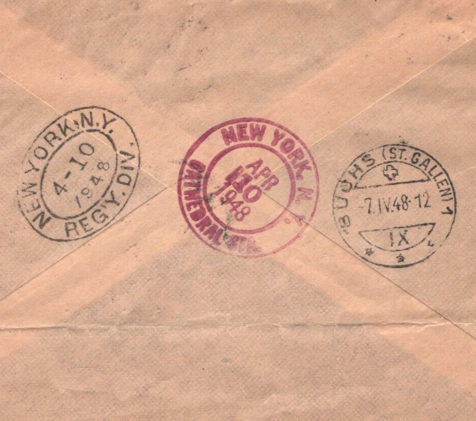 LIECHTENSTEIN 1948 FDC Air 5f *Wilbur Wright* HIGH VALUE Mauren Reg'd USA KA256 - Image 3 of 4