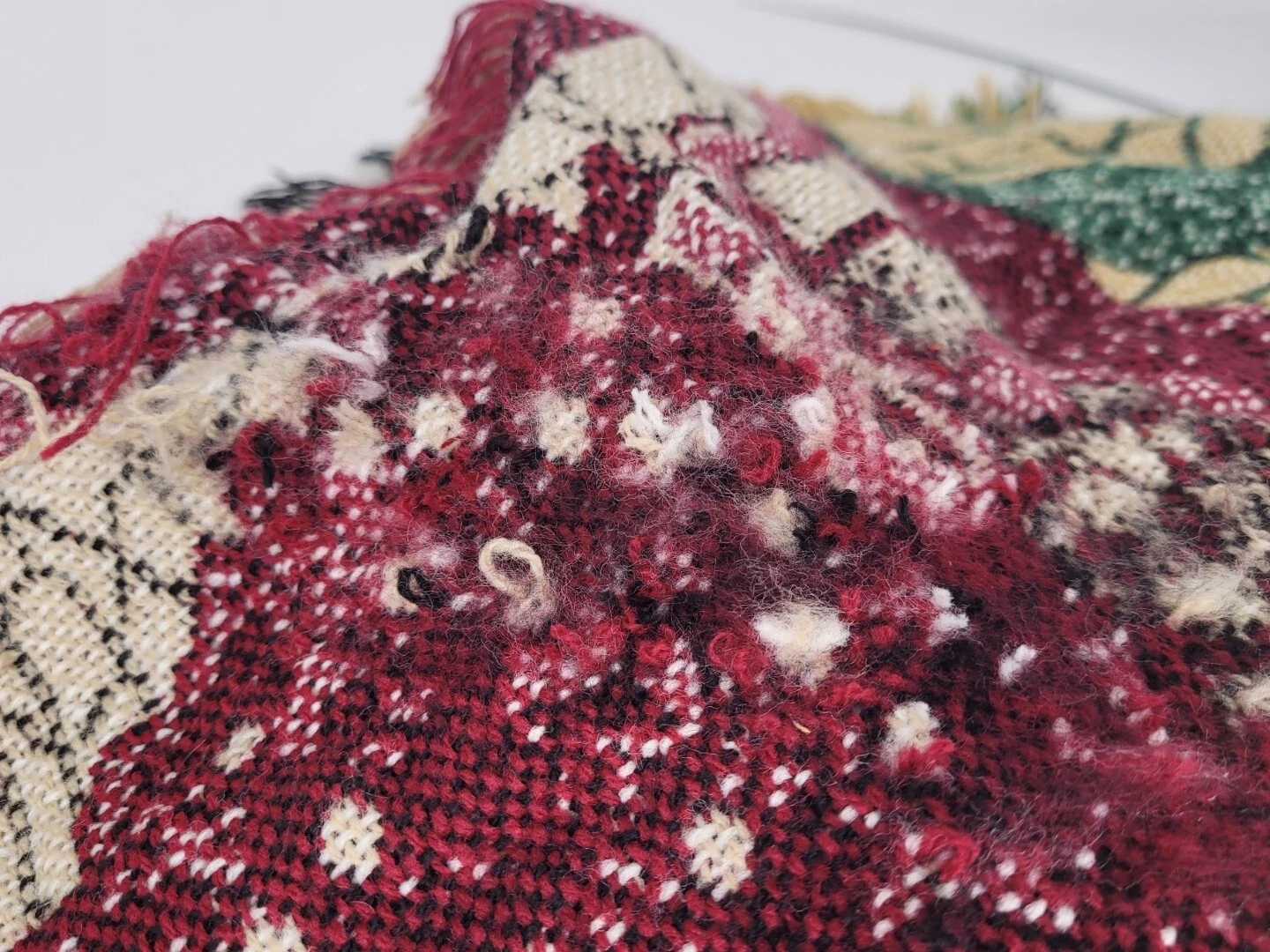 Stained Glass Knit Woven Throw Blanket Tapestry Christmas Tree 55"×44"