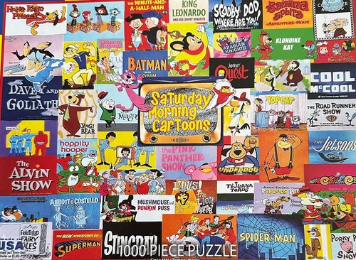 Saturday Morning Cartoons COMP 1000 pc Puzzle Underdog Stingray Mr Magoo Scooby - Picture 3 of 9