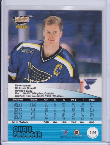 Chris Pronger 2000 Pacific Revolution Hockey Card 124 Grade MT - Picture 2 of 2