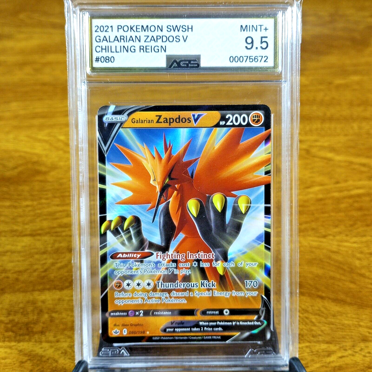 Pokemon SWSH Chilling Reign Galarian Zapdos V 080/198 AGS Mint+