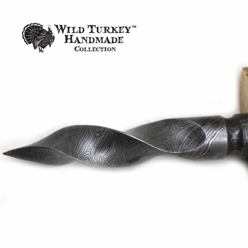 Daga espiral de acero Wild Pavo hecha a mano de Damasco con funda de cuero - Imagen 4 de 7