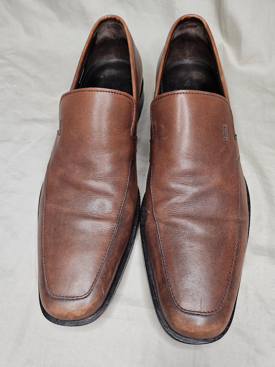 Hugo Boss Slip On Loafers Mens SZ 12 Brown Leather Apron  display picture 2